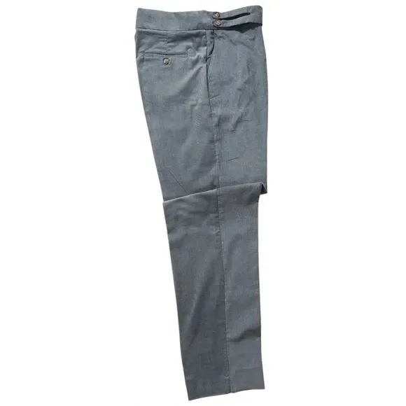 Mens 34 Gurkha Pants Gray Corduroy 100% Cotton Flat Front Straight Fit Trousers